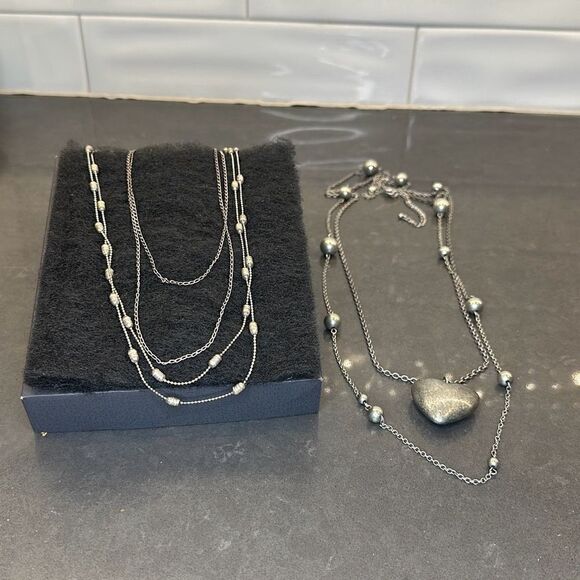 Fashion Jewelry Bundle/ 3 Silver Tone Necklaces - Picture 10 of 10